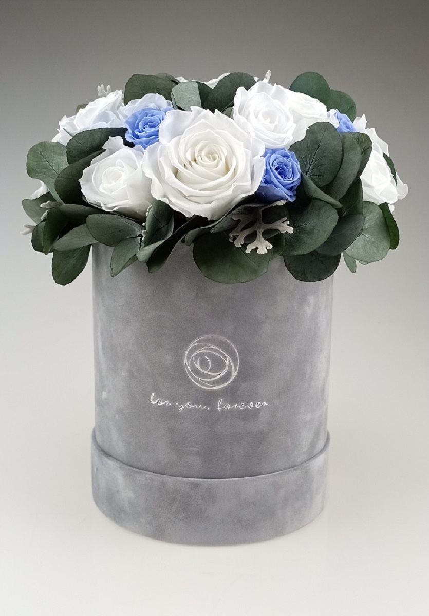 Rose Belle Box M szary DeLuxe błękitny z eukaliptusem - obrazek 2