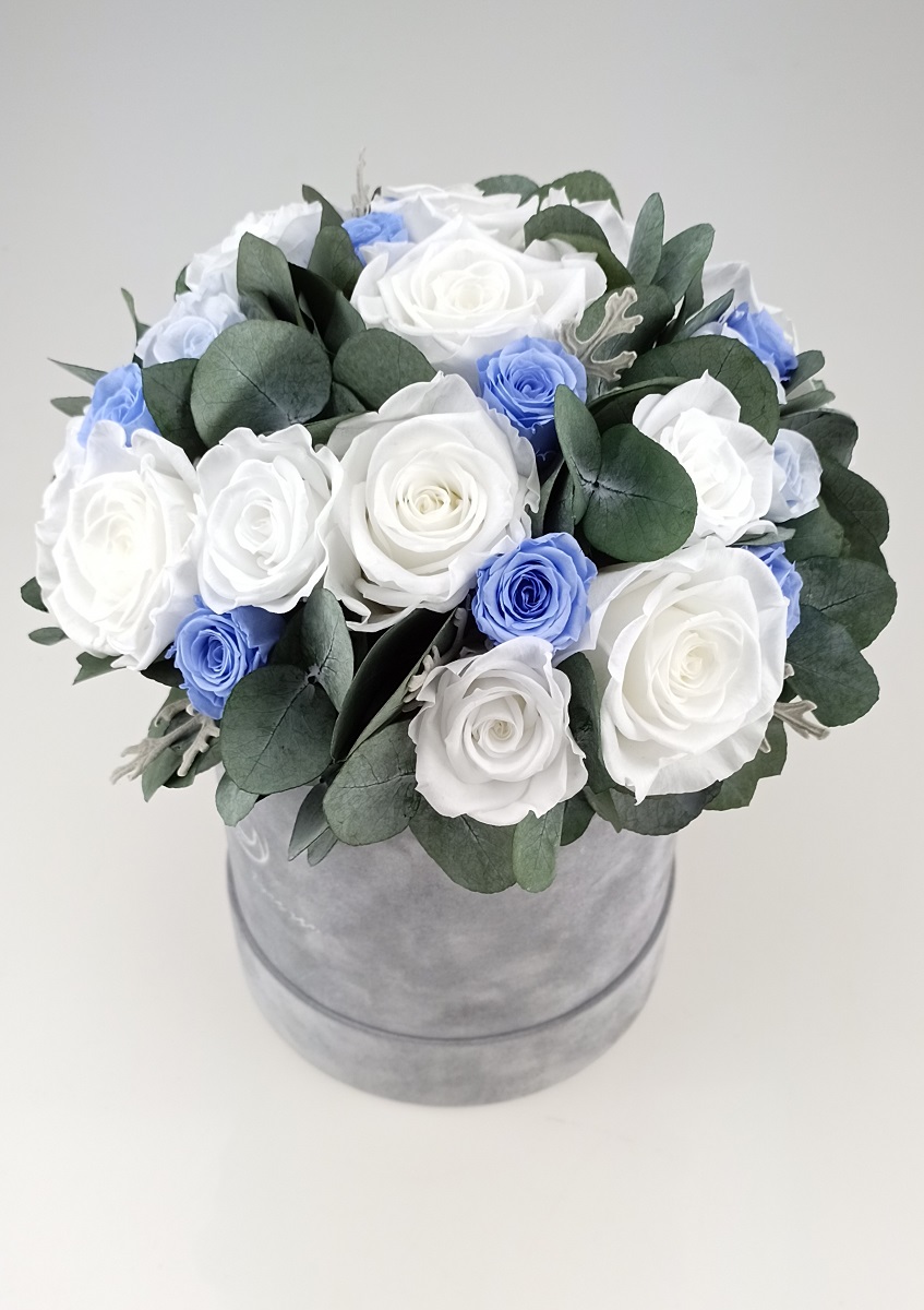 Rose Belle Box M szary DeLuxe błękitny z eukaliptusem - obrazek 3