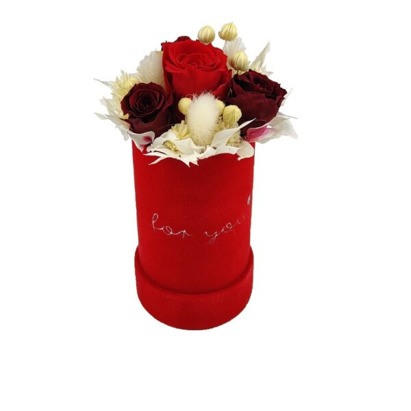 Rose Belle Box XS czerwony DeLuxe z czerwonymi różyczkami