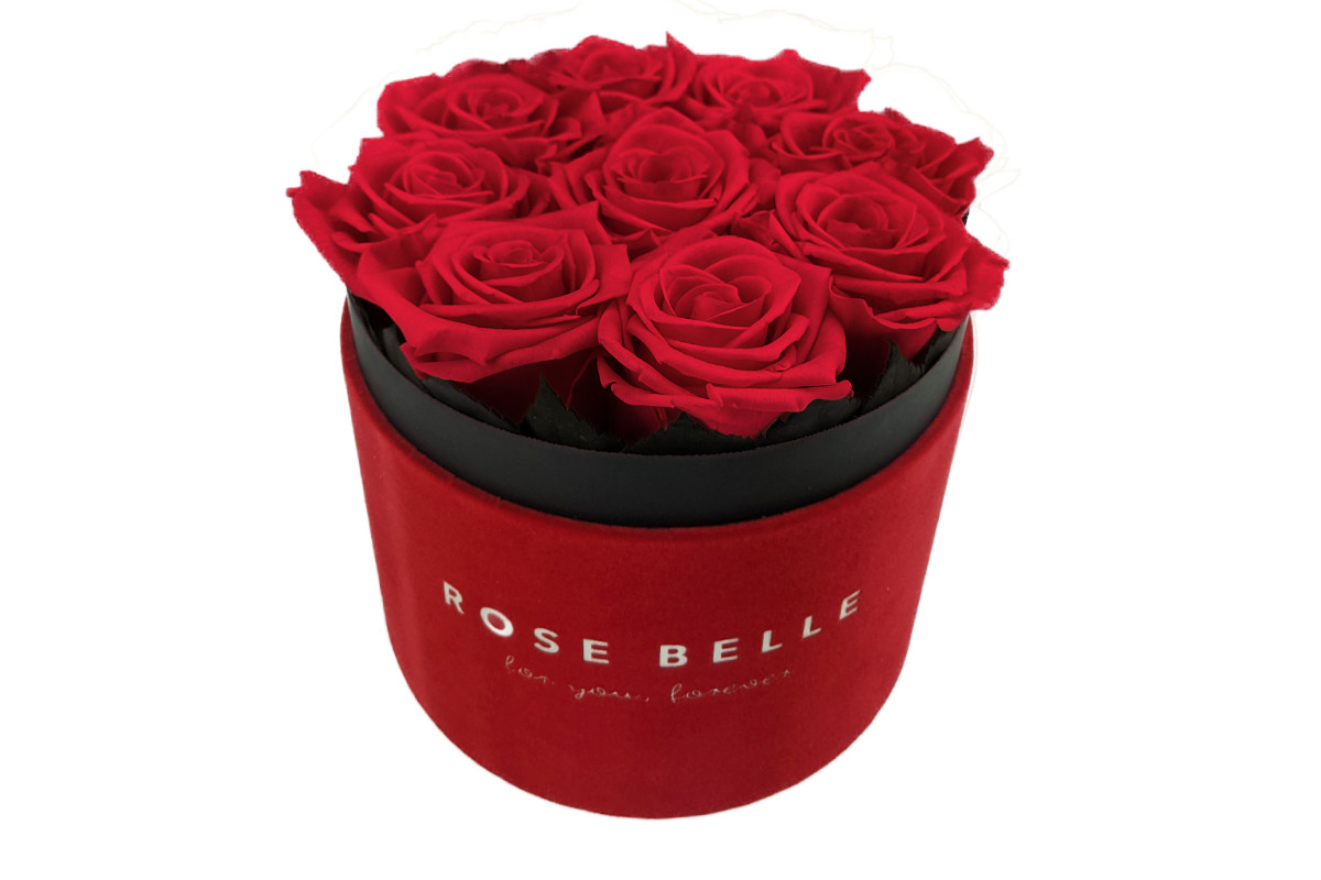 Rose Belle Box M flokowany czerwony