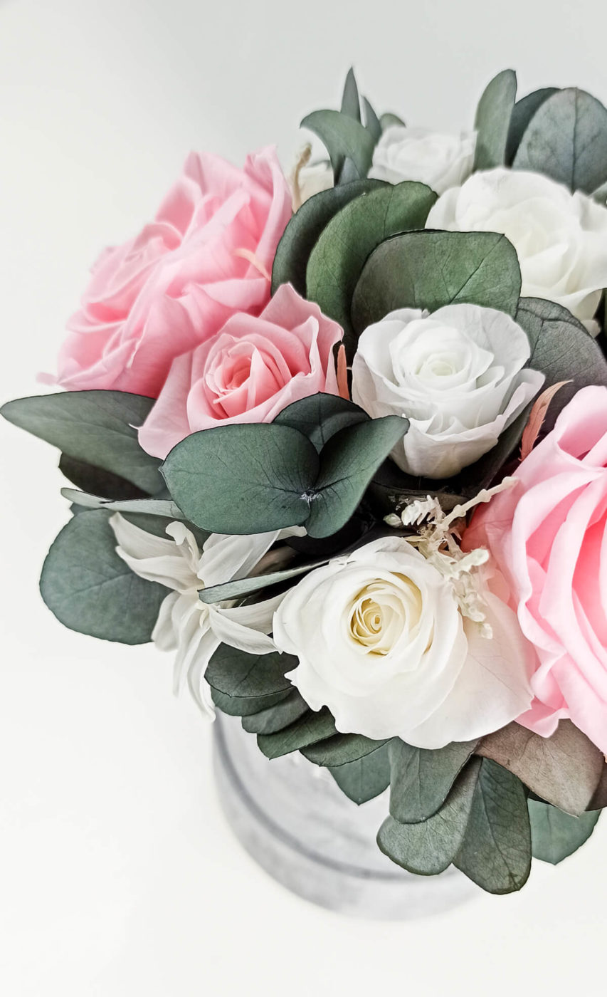Rose Belle Box S szary DeLuxe różowy z eukaliptusem - obrazek 3